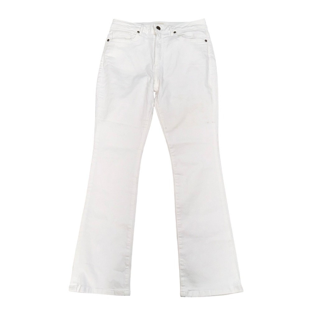 Ann Mashburn Flare Jeans Women 26 White Good Made in USA Stretch Denim
